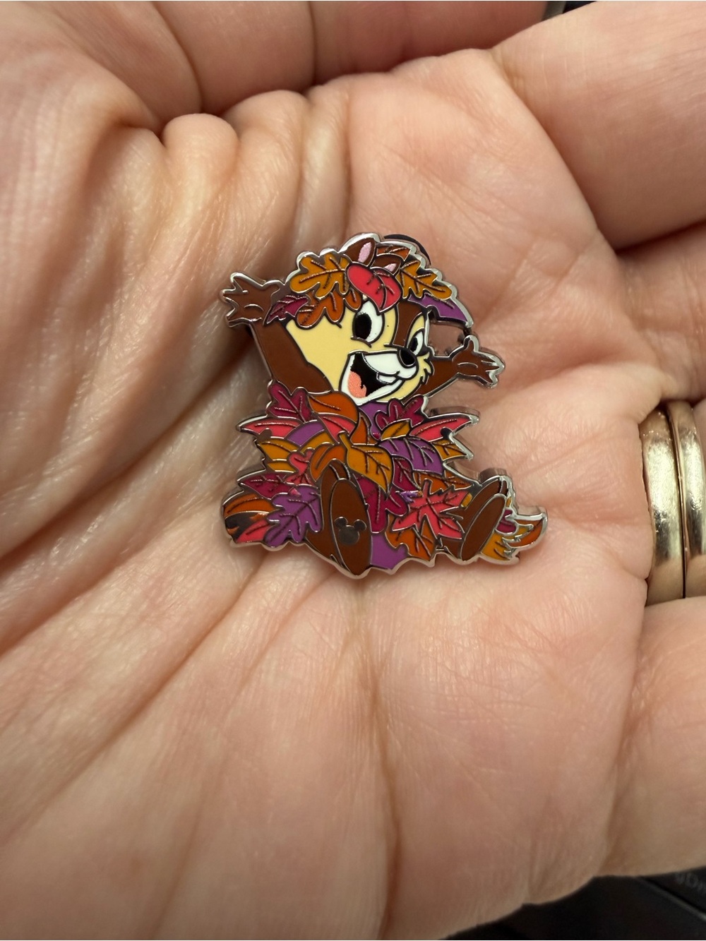 Chip Fall Leaves Enamel Pin - Brown & Orange